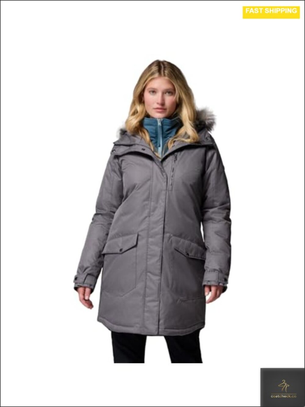 Women's Insulated Long Jacket with Omni-Heat, Faux-Fur Hood, Synthetic Down